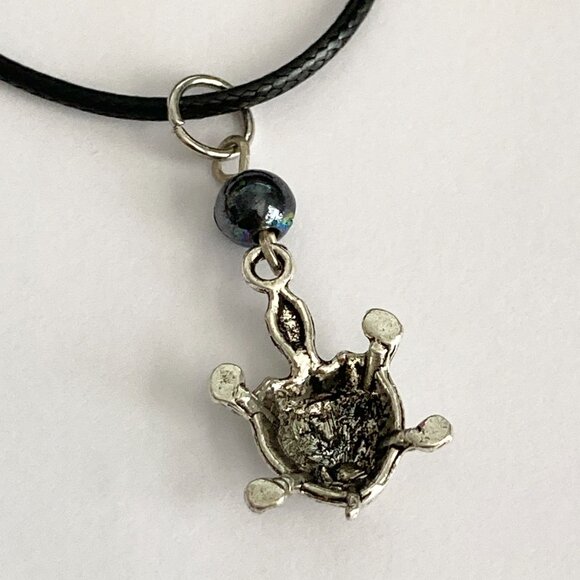 Pearl Bead Sea Turtle Necklace Silver Tone Nautical Island Beach Black Cord 17" - Picture 4 of 8